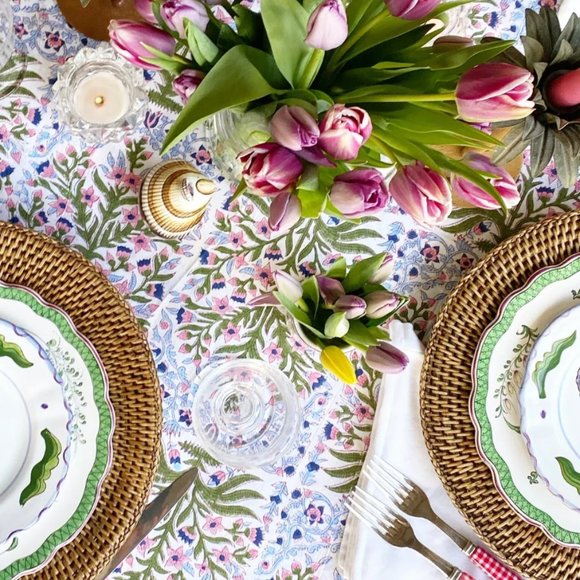 Julia Amory Mughal Jardin 120" Round Tablecloth - Picture 5 of 5